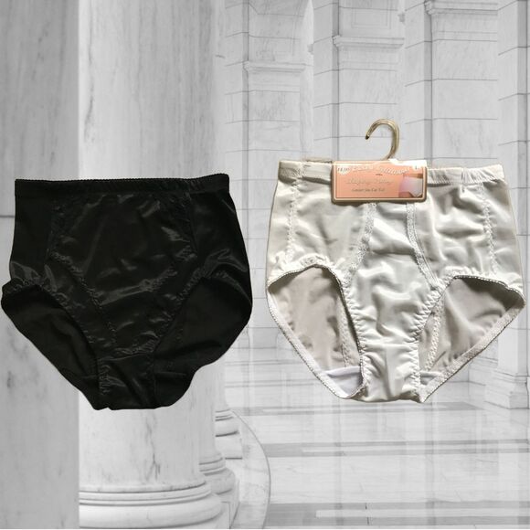 Women's Shaping Panties Lot of 2 Black/White Polyester/Spandex Size Large - Picture 1 of 5